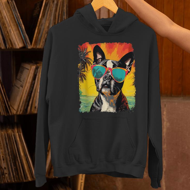 Dog Boston Terrier Hawaiian Women's Hoodie, gift for family, gift for coworker