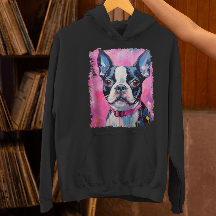 Dog Pink Boston Terrier Women's Hoodie, gift for family, gift for coworker