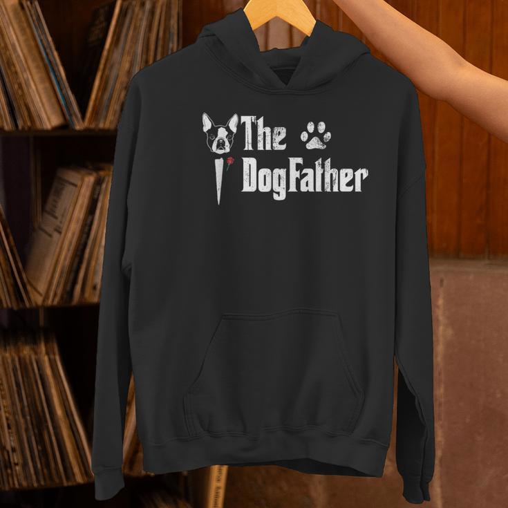 The Dogfather Boston Terrier Dog Dad Father's Day Women's Hoodie, Boston Terrier Dad Hoodies, gift for family, gift for coworker