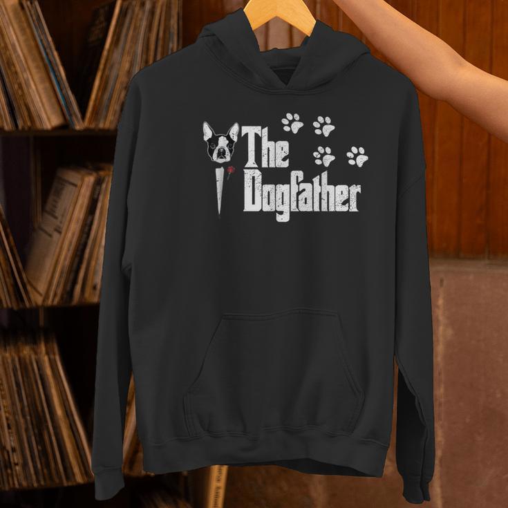 The Dogfather Boston Terrier Dog Dad Tshirt Idea Women's Hoodie, Boston Terrier Dad Hoodies, gift for family, gift for coworker