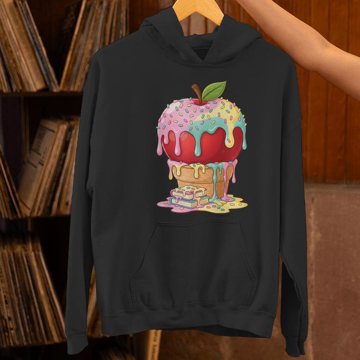 Dripping Apple Ice Cream Cone Cute Teacher Appreciation Women's Hoodie, gift for family, gift for coworker
