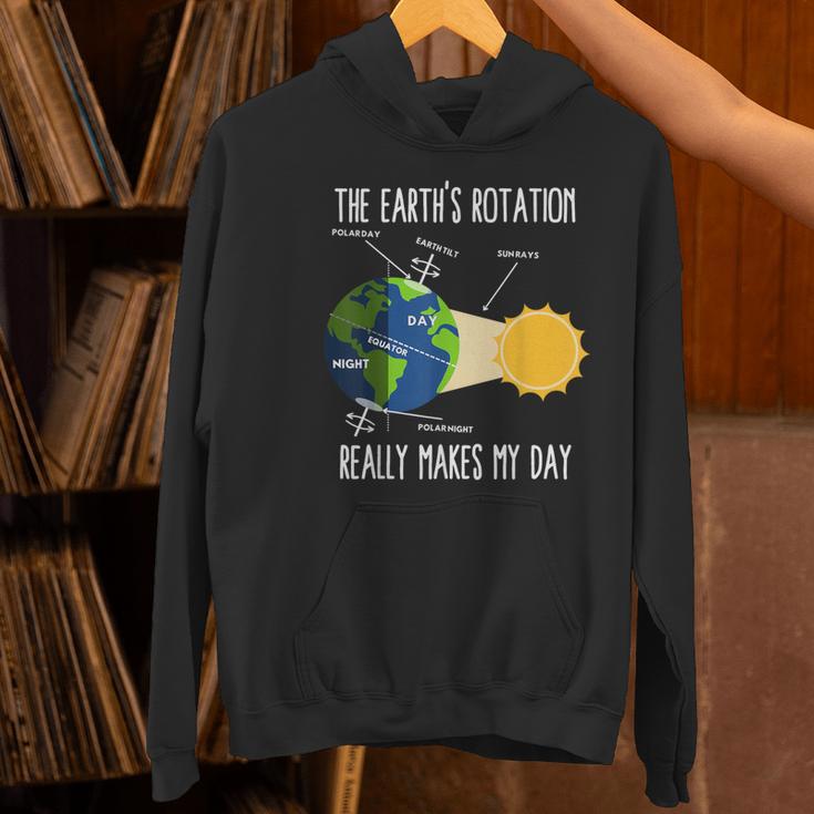 Earth Rotation Earth Day Science Teacher Kids Women Women's Hoodie, Science Teacher Hoodies, gift for family, gift for coworker
