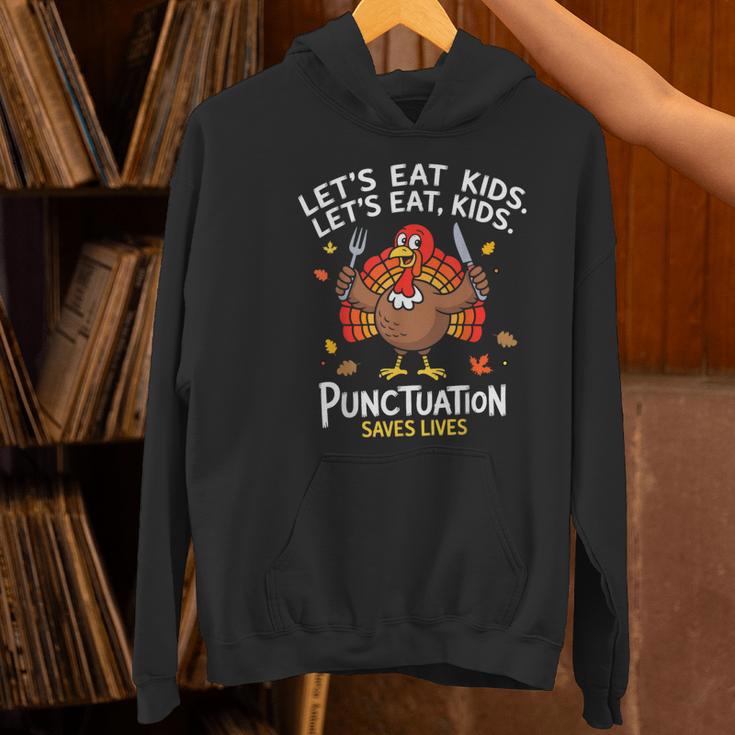 Lets Eat Kids Punctuation Saves Lives Thanksgiving Teacher Women's Hoodie, gift for family, gift for coworker Lets Eat Kids Punctuation Saves Lives Thanksgiving Teacher Women's Hoodie, gift for family, gift for coworker