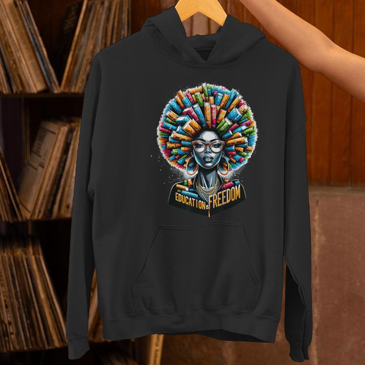 Education Is Freedom History Month Teacher Books Afro Women's Hoodie, History Teacher Hoodies, gift for family, gift for coworker Education Is Freedom History Month Teacher Books Afro Women's Hoodie, History Teacher Hoodies, gift for family, gift for coworker