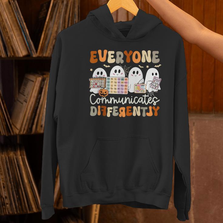 Everyone Communicates Differently Halloween Sped Teacher Women's Hoodie, gift for family, gift for coworker Everyone Communicates Differently Halloween Sped Teacher Women's Hoodie, gift for family, gift for coworker