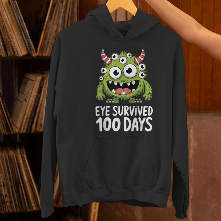 Eye Survived 100 Days Of School Monster Lover Teacher Kids Women's Hoodie, gift for family, gift for coworker Eye Survived 100 Days Of School Monster Lover Teacher Kids Women's Hoodie, gift for family, gift for coworker