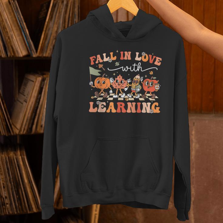 Fall In Love With Learning Autumn Teacher Thanksgiving Women's Hoodie, gift for family, gift for coworker Fall In Love With Learning Autumn Teacher Thanksgiving Women's Hoodie, gift for family, gift for coworker