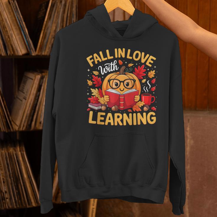 Fall In Love With Learning Pumpkin Thanksgiving Teacher Fall Women's Hoodie, gift for family, gift for coworker Fall In Love With Learning Pumpkin Thanksgiving Teacher Fall Women's Hoodie, gift for family, gift for coworker