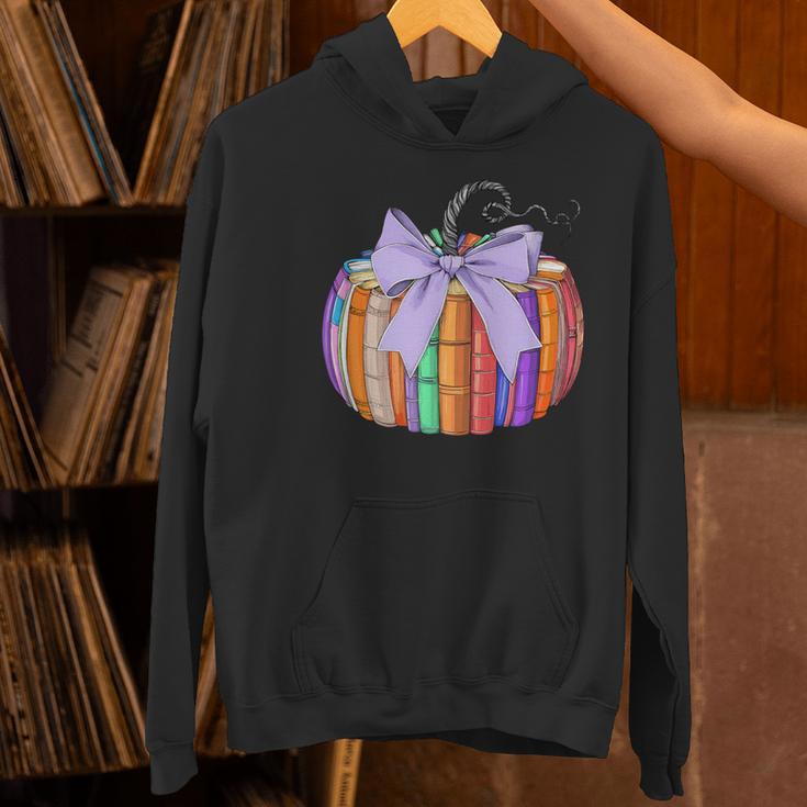 Fall Pumpkin Books Lover Halloween Teacher Teaching Staff Women's Hoodie, gift for family, gift for coworker
