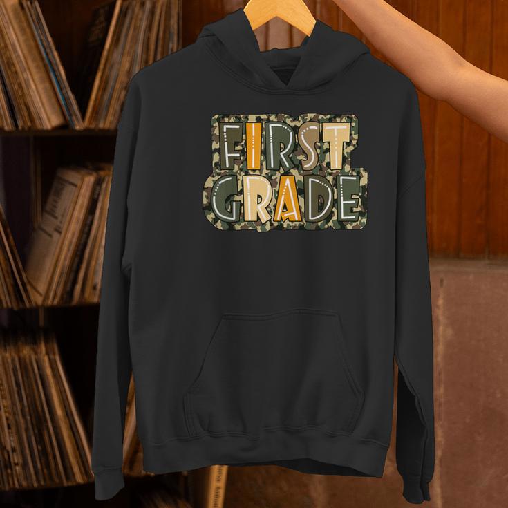 First 1St Grade Camo Camouflage Boy Teacher Back To School Women's Hoodie, First Grade Teacher Hoodies, gift for family, gift for coworker First 1St Grade Camo Camouflage Boy Teacher Back To School Women's Hoodie, First Grade Teacher Hoodies, gift for family, gift for coworker