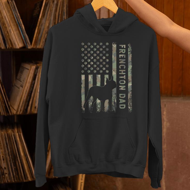 Frenchton Dad French Bulldog Boston Terrier Camo USA Flag Women's Hoodie, Boston Terrier Dad Hoodies, French Bulldog Dad Hoodies, gift for family, gift for coworker