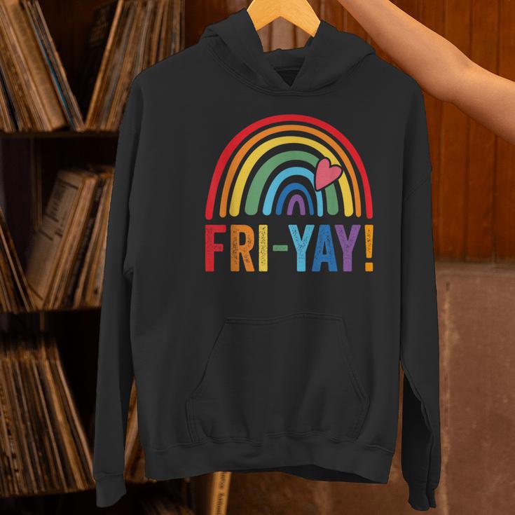 Fri-Yay Friyay Rainbow Colors Teacher Childrens Fun Designs Women's Hoodie, gift for family, gift for coworker Fri-Yay Friyay Rainbow Colors Teacher Childrens Fun Designs Women's Hoodie, gift for family, gift for coworker