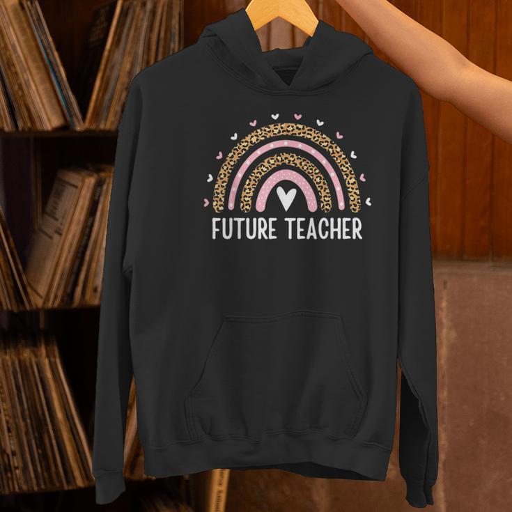 Future Teacher Kids Youth Girls Leopard Rainbow Women Women's Hoodie, Future Teacher Hoodies, gift for family, gift for coworker