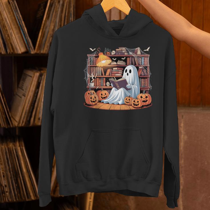 Ghost Book Reading Halloween Books Lover Teacher Women's Hoodie, gift for family, gift for coworker