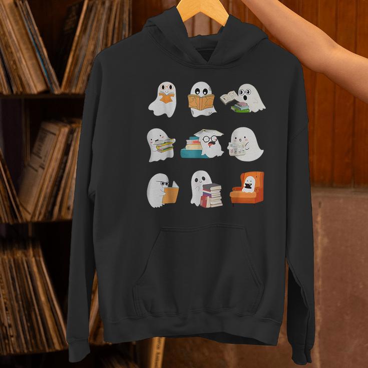 Ghost Reading Teacher Halloween Librarian Book Lover School Women's Hoodie, gift for family, gift for coworker
