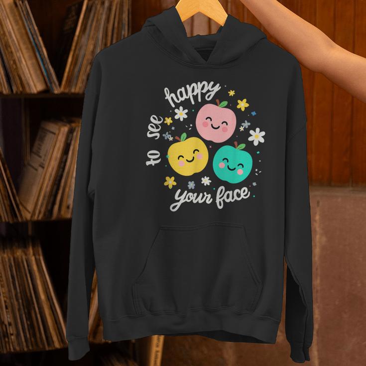 Groovy Happy To See Your Face Teacher School Appreciation Women's Hoodie, Groovy Teacher Hoodies, gift for family, gift for coworker