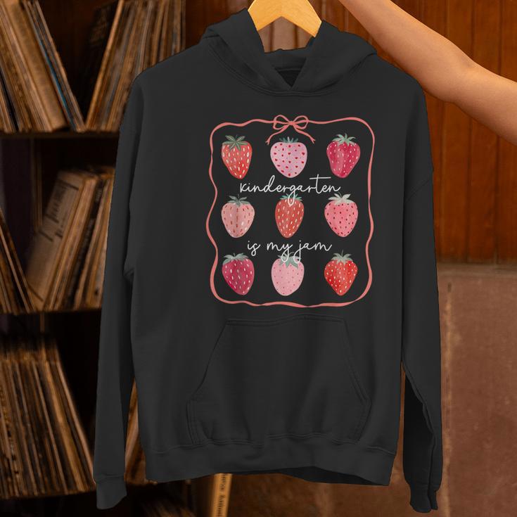 Groovy Kindergarten Is My Jam Strawberry Kinder Team Teacher Women's Hoodie, Groovy Teacher Hoodies, gift for family, gift for coworker Groovy Kindergarten Is My Jam Strawberry Kinder Team Teacher Women's Hoodie, Groovy Teacher Hoodies, gift for family, gift for coworker