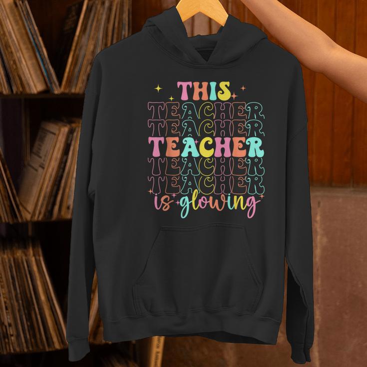 Groovy This Teacher Is Glowing Hello Summer End Of School Women's Hoodie, Groovy Teacher Hoodies, gift for family, gift for coworker Groovy This Teacher Is Glowing Hello Summer End Of School Women's Hoodie, Groovy Teacher Hoodies, gift for family, gift for coworker