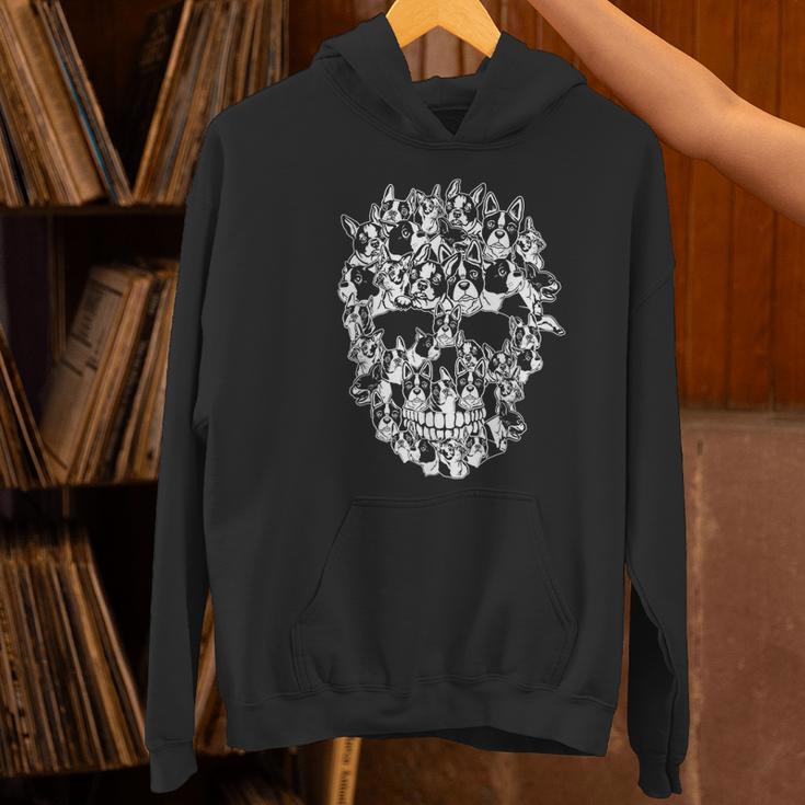 Halloween Costume Skull Boston Terrier Dog Lover Women's Hoodie, Boston Terrier Halloween Hoodies, gift for family, gift for coworker