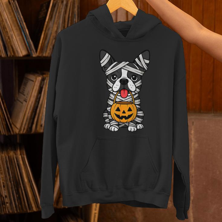 Halloween Dog Boston Terrier Mummy Costume Men Women Kids Women's Hoodie, Boston Terrier Halloween Hoodies, gift for family, gift for coworker