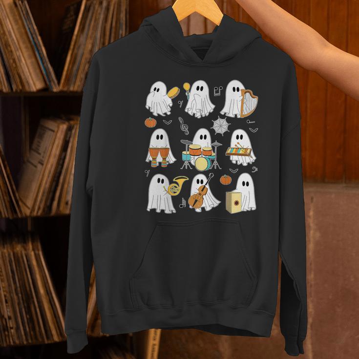 Halloween Ghost Music Teacher Playing Instruments Women's Hoodie, gift for family, gift for coworker Halloween Ghost Music Teacher Playing Instruments Women's Hoodie, gift for family, gift for coworker