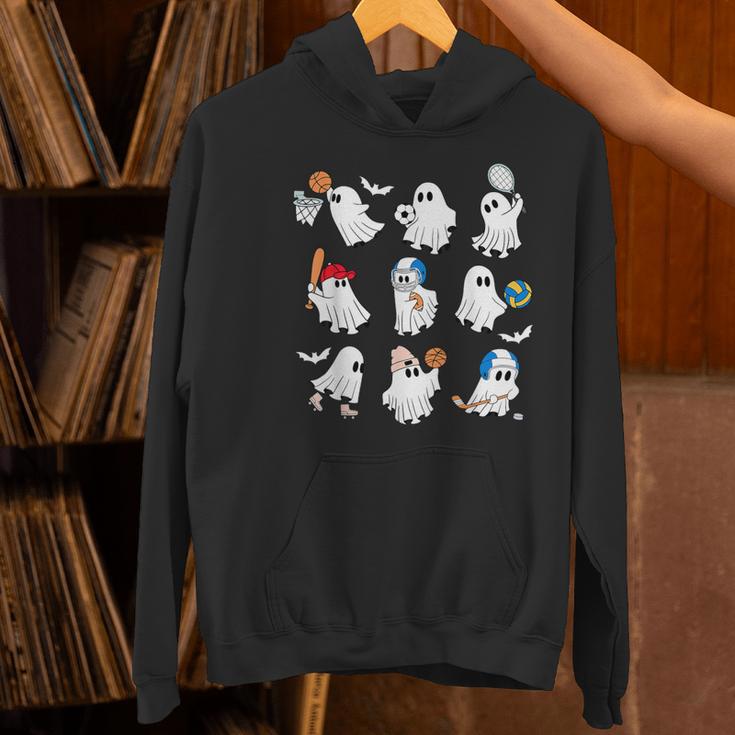 Halloween PE Teacher Ghost Playing Soccer Football Baseball Women's Hoodie, Pe Teacher Hoodies, gift for family, gift for coworker Halloween PE Teacher Ghost Playing Soccer Football Baseball Women's Hoodie, Pe Teacher Hoodies, gift for family, gift for coworker