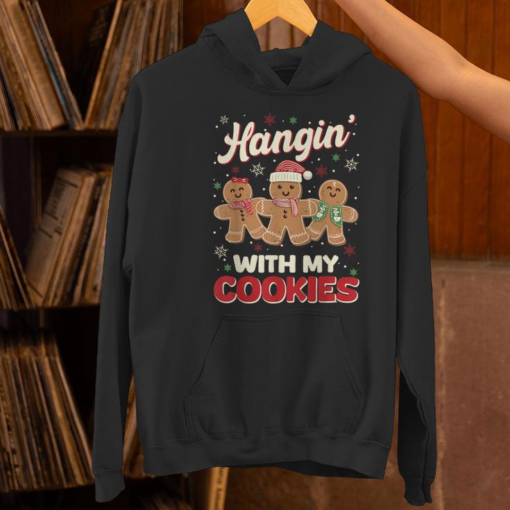 Hangin With My Cookies Gingerbread Man Xmas Teacher Women's Hoodie, gift for family, gift for coworker