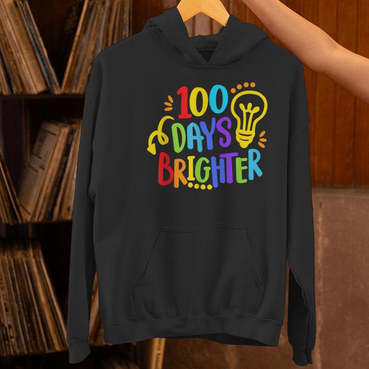 Happy 100th Day Of School 100 Days Brighter Girls Teacher Women's Hoodie, gift for family, gift for coworker Happy 100th Day Of School 100 Days Brighter Girls Teacher Women's Hoodie, gift for family, gift for coworker