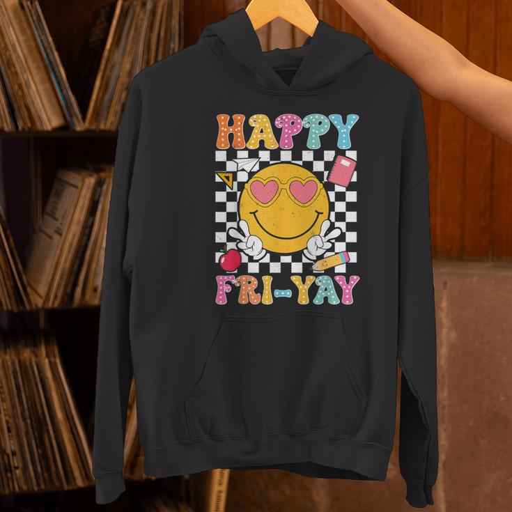 Happy Fri-Yay Groovy Teacher Friday Weekend Fri Yay Women's Hoodie, Groovy Teacher Hoodies, gift for family, gift for coworker