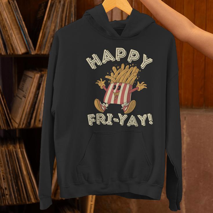 Happy Fri Yay Retro French Fries Friday Lovers Fun Teacher Women's Hoodie, gift for family, gift for coworker