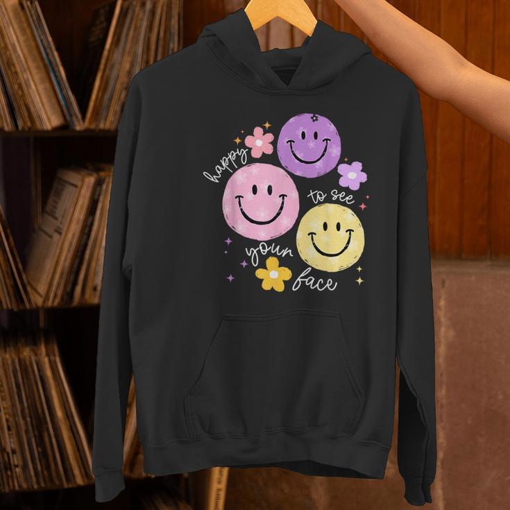 Happy To See Your Face Teacher Flower Back To School Women's Hoodie, gift for family, gift for coworker