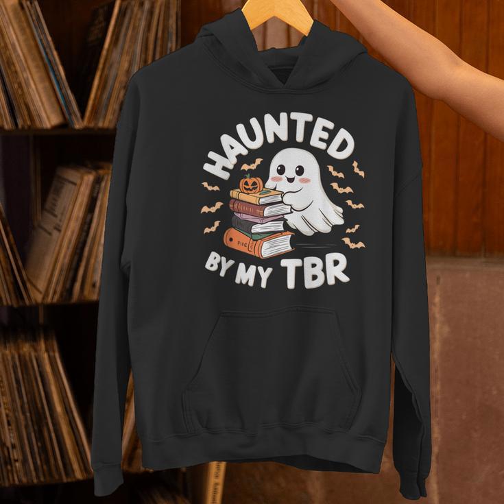 Haunted By My TBR Cute Ghost Book Reading Teacher Halloween Women's Hoodie, gift for family, gift for coworker