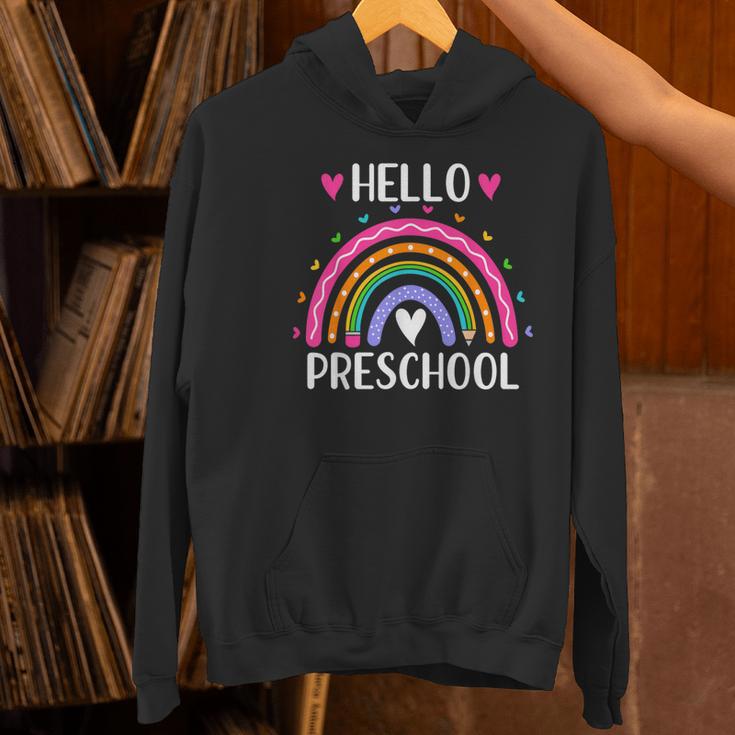 Hello Preschool Teacher Student Girls Rainbow Back To School Women's Hoodie, gift for family, gift for coworker
