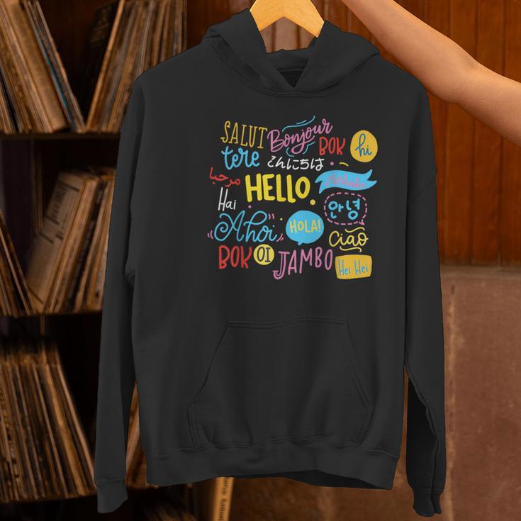 Hello Word In Different Languages Travel And Teacher Lover Women's Hoodie, gift for family, gift for coworker Hello Word In Different Languages Travel And Teacher Lover Women's Hoodie, gift for family, gift for coworker