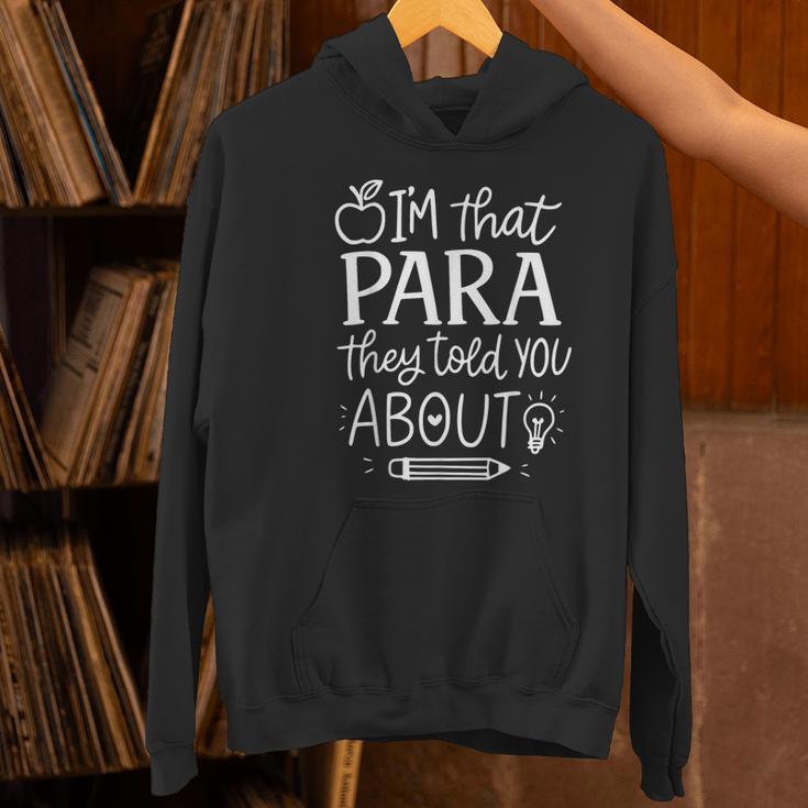 I'm That Paraprofessional They Told You About Retro Teacher Women's Hoodie, gift for family, gift for coworker I'm That Paraprofessional They Told You About Retro Teacher Women's Hoodie, gift for family, gift for coworker