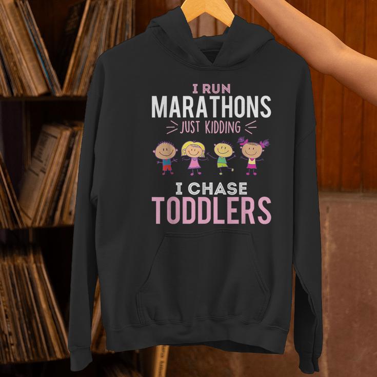 Just Kidding I Chase Toddlers Daycare Provider Nanny Teacher Women's Hoodie, gift for family, gift for coworker