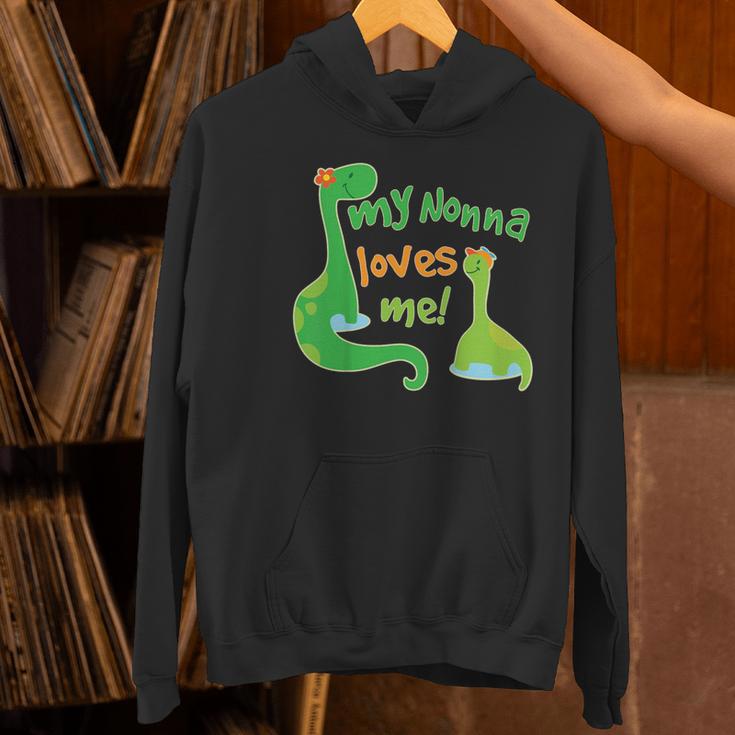 Kids My Nonna Loves Me Dinosaur Grandson Women's Hoodie, gift for family, gift for coworker