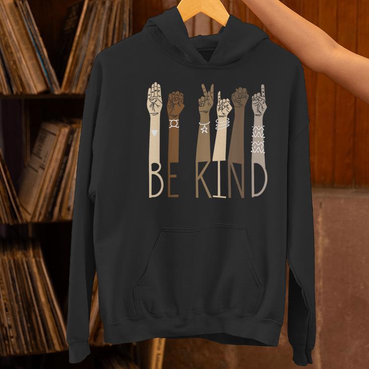 Be Kind Sign Language Hand Talking Teachers Interpreter ASL Men Women Women's Hoodie, gift for family, gift for coworker