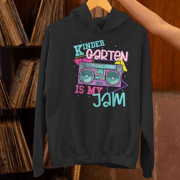 Kindergarten Is My Jam Cute Teacher Shirt 80's 90's Styl Women's Hoodie, gift for family, gift for coworker Kindergarten Is My Jam Cute Teacher Shirt 80's 90's Styl Women's Hoodie, gift for family, gift for coworker