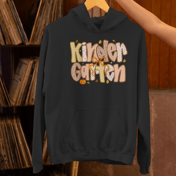 Kindergarten Teacher Fall Pumpkin Autumn Cute Women's Hoodie, gift for family, gift for coworker Kindergarten Teacher Fall Pumpkin Autumn Cute Women's Hoodie, gift for family, gift for coworker