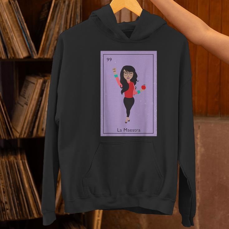 La Maestra Mexican Bingo Card Teacher Lottery Card Women's Hoodie, gift for family, gift for coworker La Maestra Mexican Bingo Card Teacher Lottery Card Women's Hoodie, gift for family, gift for coworker
