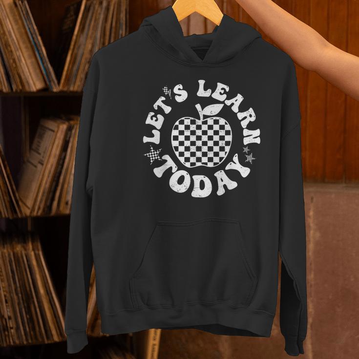 Let's Learn Today Checkered Apple Back To School Teacher Women's Hoodie, gift for family, gift for coworker Let's Learn Today Checkered Apple Back To School Teacher Women's Hoodie, gift for family, gift for coworker