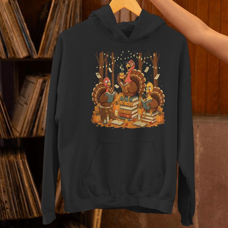 Librarian Turkey Reading Book Fall Thanksgiving Teacher Women's Hoodie, gift for family, gift for coworker Librarian Turkey Reading Book Fall Thanksgiving Teacher Women's Hoodie, gift for family, gift for coworker