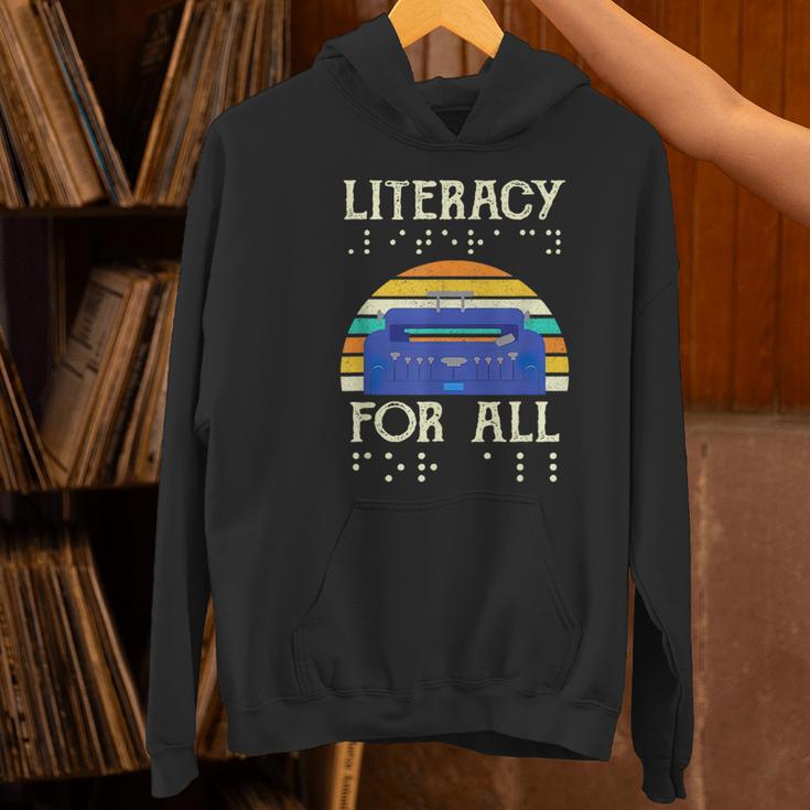 Literacy For All Visually Impaired Braille Teacher The Blind Women's Hoodie, gift for family, gift for coworker