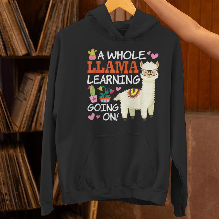 Llama Learning T Shirt Teachers Students Alpaca Lovers Women's Hoodie, gift for family, gift for coworker