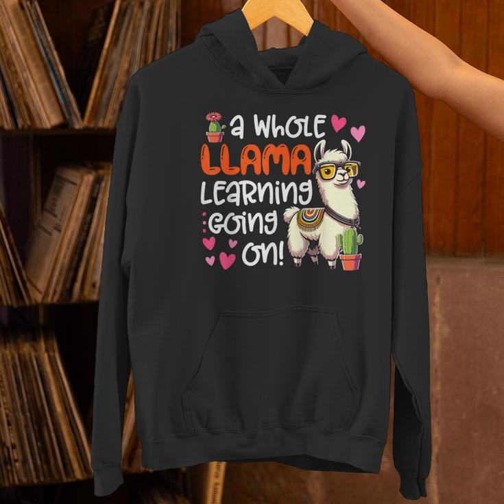 Llama Learning Teachers Students Alpaca Lover Back To School Women's Hoodie, gift for family, gift for coworker