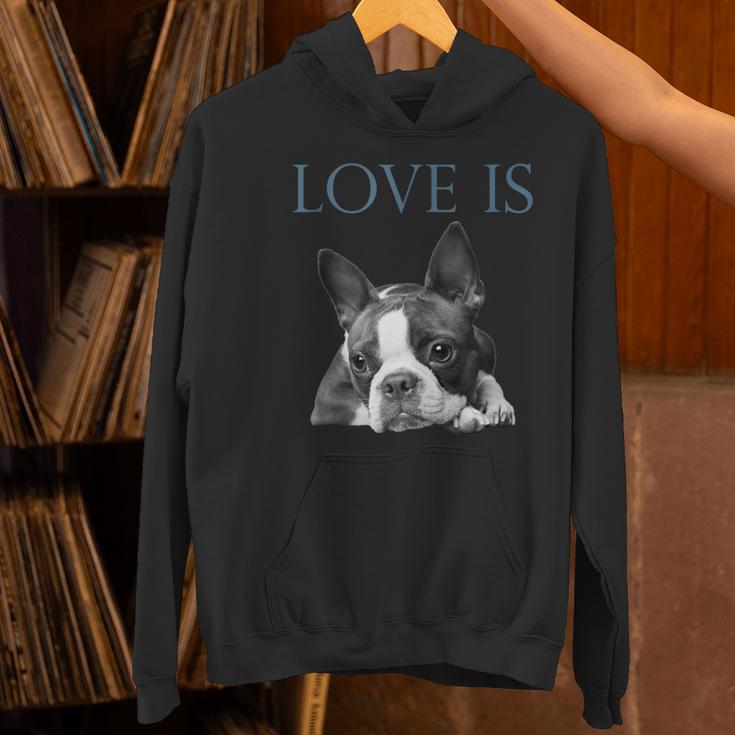 Love Is Boston Terrier Bostie Women's Hoodie, gift for family, gift for coworker