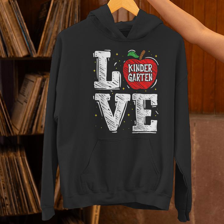 LOVE Kindergarten Teacher Student School Apple Women's Hoodie, gift for family, gift for coworker