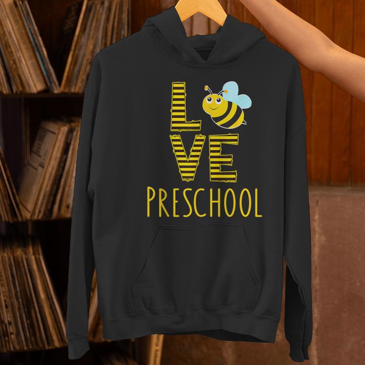 Love Preschool Back To School Yellow Bee Preschool Teacher For Men Women Girls Kids Women's Hoodie, gift for family, gift for coworker