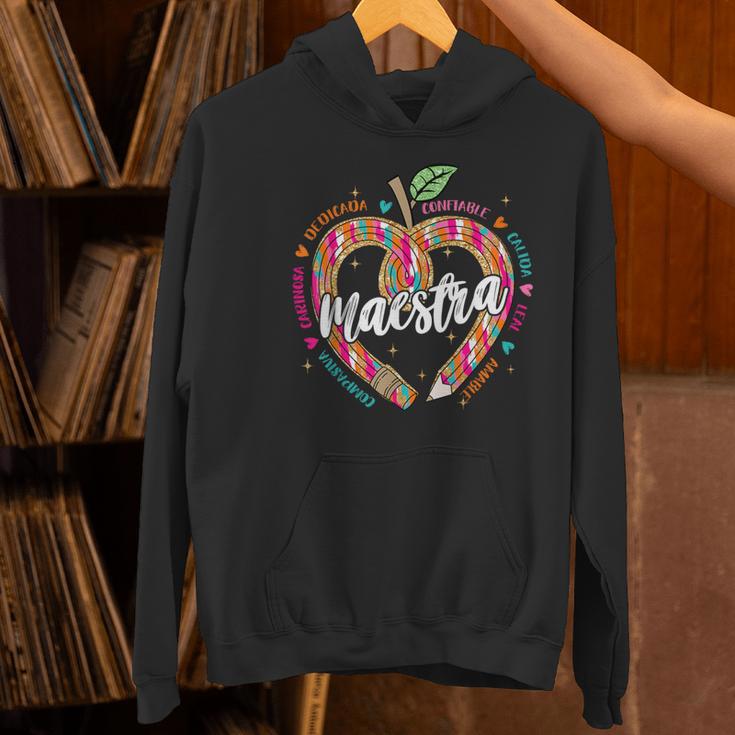 Maestra Pencil Spanish Teacher Bilingual 100 Days Of School Women's Hoodie, gift for family, gift for coworker Maestra Pencil Spanish Teacher Bilingual 100 Days Of School Women's Hoodie, gift for family, gift for coworker